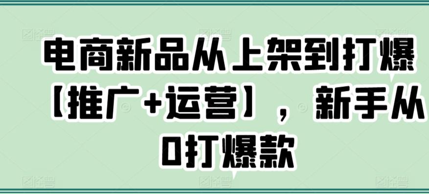 电商新品从上架到打爆【推广+运营】，新手从0打爆款-天使资源网