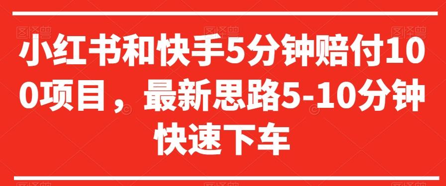 小红书和快手5分钟赔付100项目，最新思路5-10分钟快速下车【仅揭秘】-天使资源网