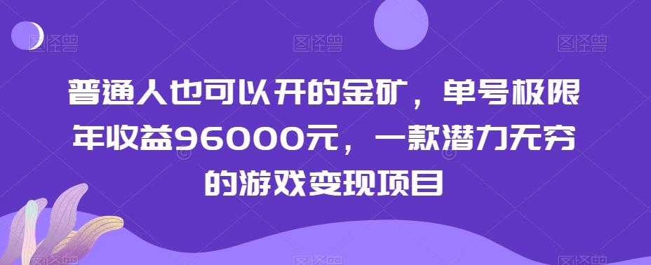普通人也可以开的金矿，单号极限年收益96000元，一款潜力无穷的游戏变现项目【揭秘】-天使资源网