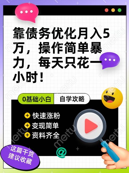 靠债务优化月入五万，每天只要花两个小时，多种方式轻松变现【揭秘】-天使资源网