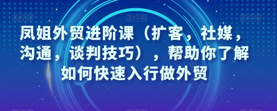 凤姐外贸进阶课（扩客，社媒，沟通，谈判技巧），帮助你了解如何快速入行做外贸-天使资源网