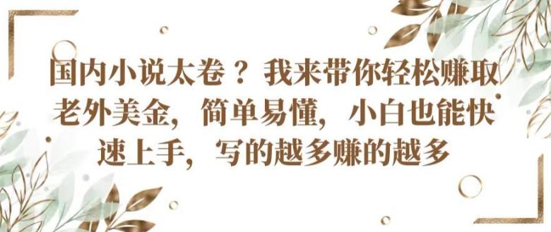 国内小说太卷 ?带你轻松赚取老外美金，简单易懂，小白也能快速上手，写的越多赚的越多【揭秘】-天使资源网