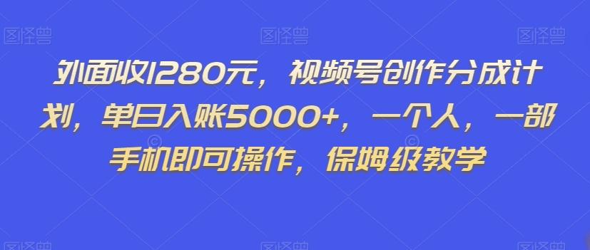 外面收1280元，视频号创作分成计划，单日入账5000+，一个人，一部手机即可操作，保姆级教学【揭秘】-天使资源网