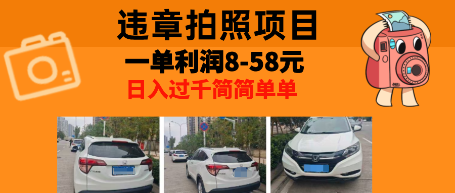 最强副业，违章拍照，一单利润8-58元，全国大小城市都可做-天使资源网