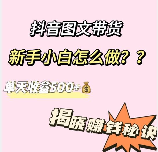 抖音图文带货，新手小白怎么做？单天收益500+【揭秘赚钱秘诀】-天使资源网