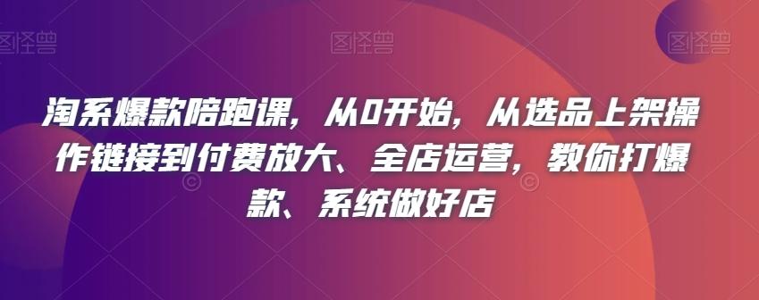 淘系爆款陪跑课，从0开始，从选品上架操作链接到付费放大、全店运营，教你打爆款、系统做好店-天使资源网