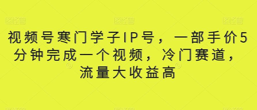 视频号寒门学子IP号，一部手价5分钟完成一个视频，冷门赛道，流量大收益高【揭秘】-天使资源网