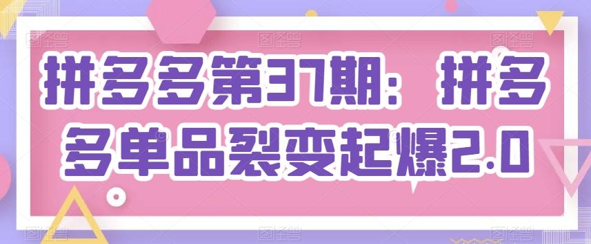 拼多多第37期：拼多多单品裂变起爆2.0-天使资源网