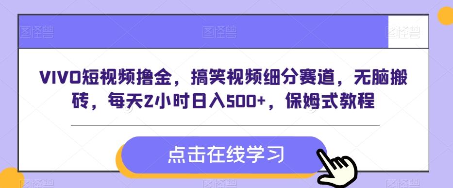 VIVO短视频撸金，搞笑视频细分赛道，无脑搬砖，每天2小时日入500+，保姆式教程-天使资源网