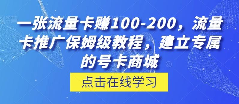 一张流量卡赚100-200，流量卡推广保姆级教程，建立专属的号卡商城-天使资源网