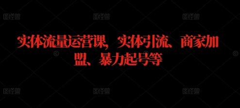 实体流量运营课，实体引流、商家加盟、暴力起号等-天使资源网