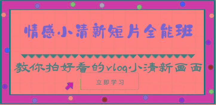 情感小清新短片全能班-教你拍好看的vlog小清新画面(30节课)-天使资源网