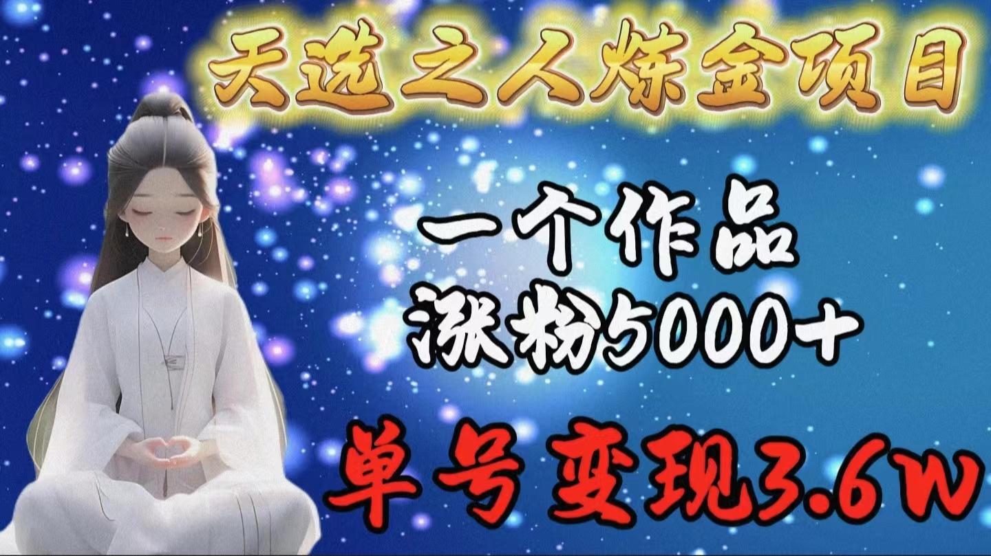 (9693期)天选之人炼金项目，一个作品涨粉5000+，单号变现3.6w-天使资源网