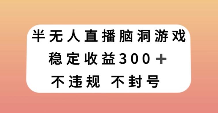 半无人直播脑洞小游戏，每天收入300+，保姆式教学小白轻松上手【揭秘】-天使资源网