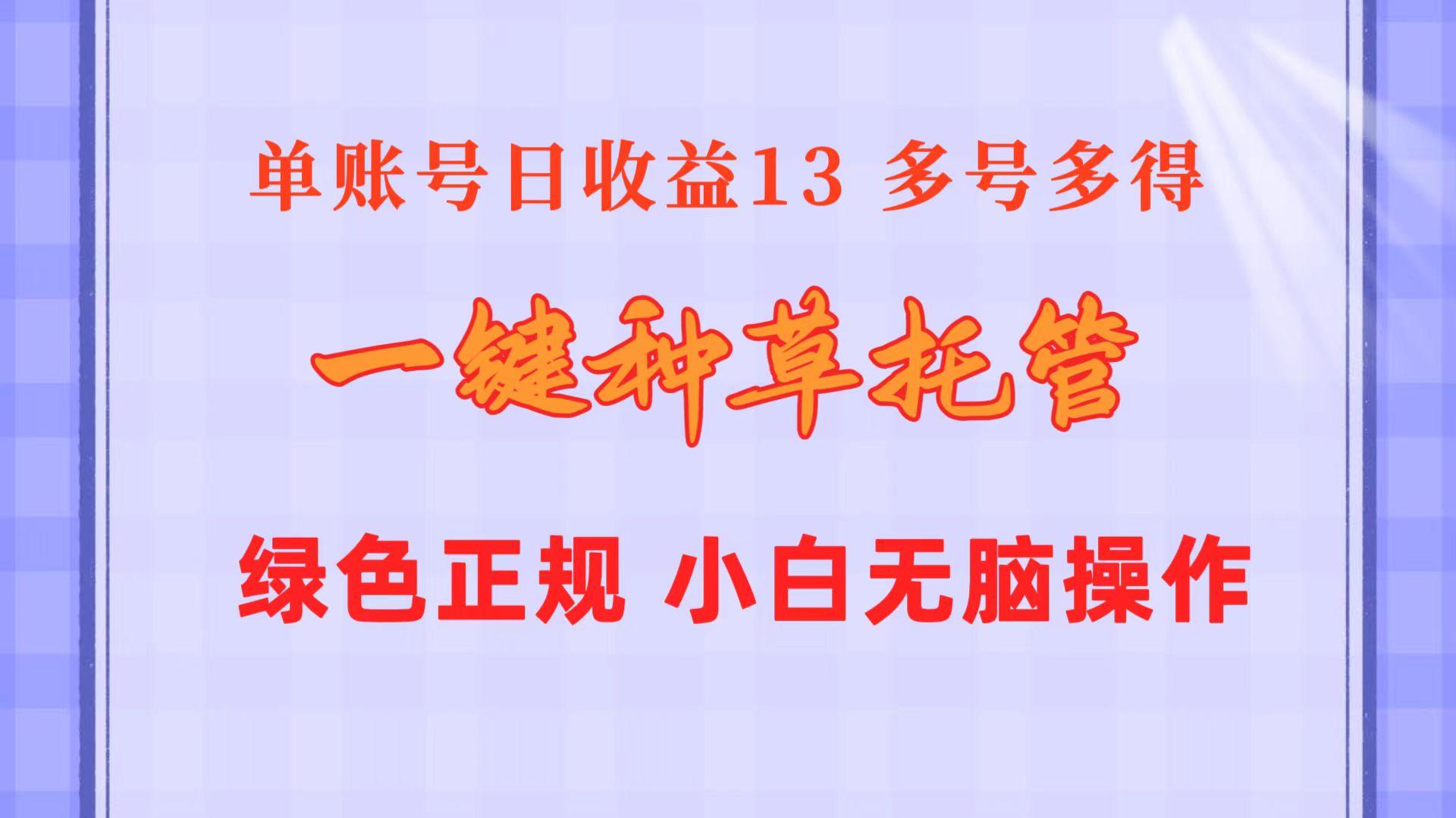 一键种草托管 单账号日收益13元  10个账号一天130  绿色稳定 可无限推广-天使资源网
