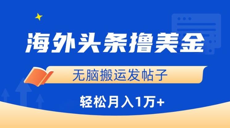 海外头条撸美金，无脑搬运发帖子，月入1万+，小白轻松掌握【揭秘】-天使资源网