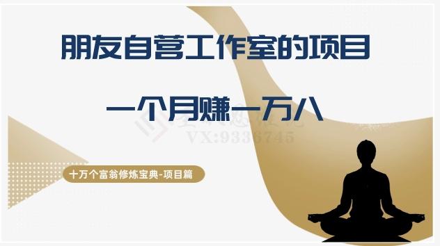 十万个富翁修炼宝典之16.朋友自营工作室的项目，一个月赚一万八-天使资源网
