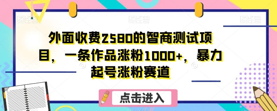 外面收费2580的智商测试项目，一条作品涨粉1000+，暴力起号涨粉赛道【揭秘】-天使资源网