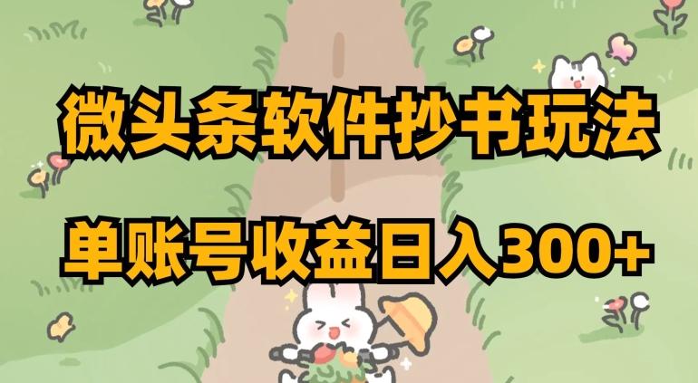 微头条软件抄书玩法，单账号收益日入300+【揭秘】-天使资源网