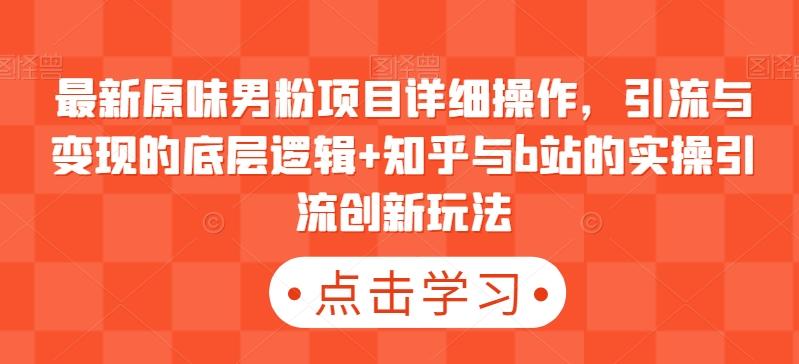 最新原味男粉项目详细操作，引流与变现的底层逻辑+知乎与b站的实操引流创新玩法-天使资源网