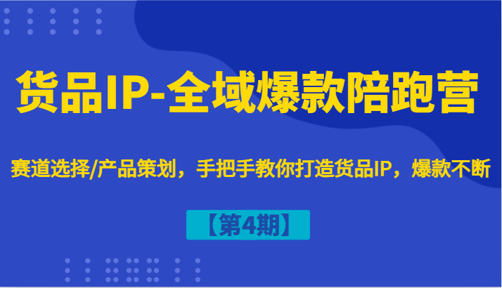 货品IP-全域爆款陪跑营【第4期】赛道选择/产品策划，手把手教你打造货品IP，爆款不断-天使资源网