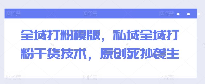 全域打粉模版，私域全域打粉干货技术，原创死抄袭生-天使资源网