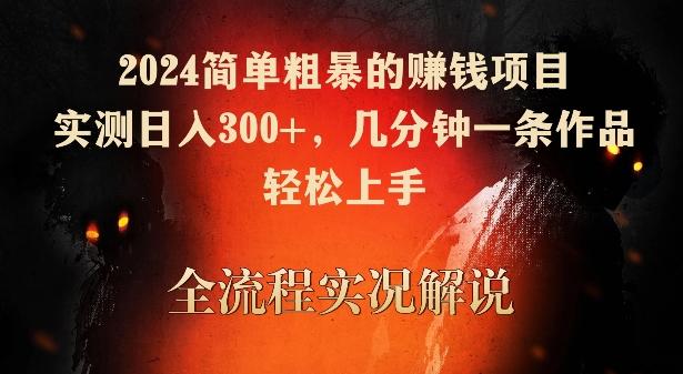 2024简单粗暴的赚钱项目，实测日入300+，几分钟一条作品，轻松上手【揭秘】-天使资源网