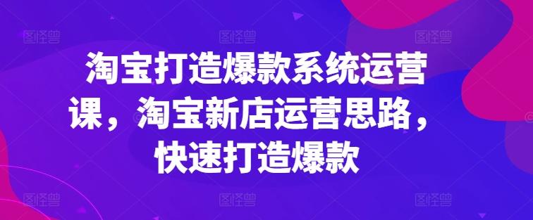 淘宝打造爆款系统运营课，淘宝新店运营思路，快速打造爆款-天使资源网