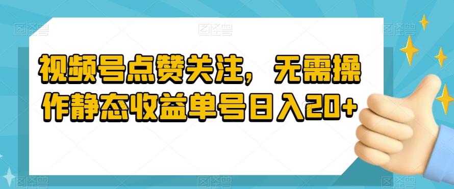 视频号点赞关注，无需操作静态收益单号日入20+-天使资源网