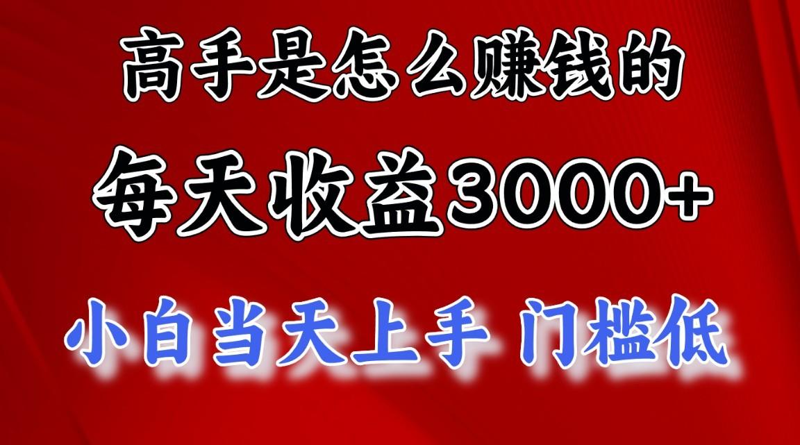 高手是怎么赚钱的，一天收益3000+，闷声发财项目，不是一般人能看懂的-天使资源网