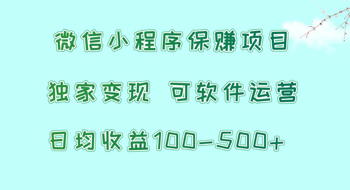 微信小程序保赚项目，日均收益100~500+，独家变现，可软件运营-天使资源网