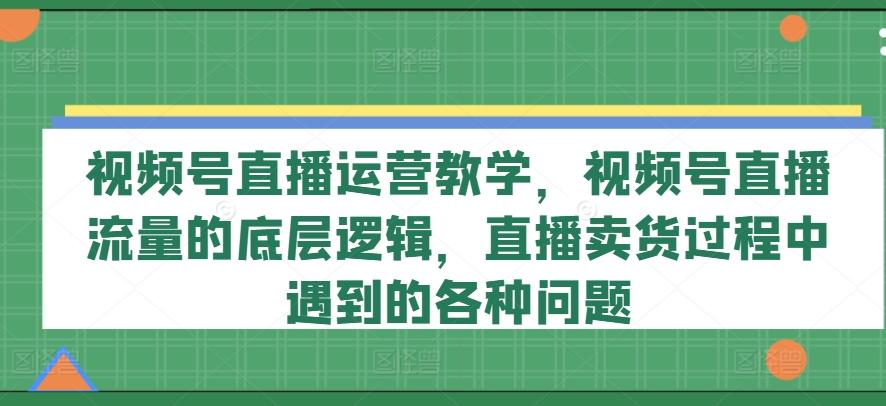 视频号直播运营教学，视频号直播流量的底层逻辑，直播卖货过程中遇到的各种问题-天使资源网