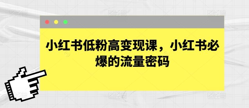 小红书低粉高变现课，小红书必爆的流量密码-天使资源网