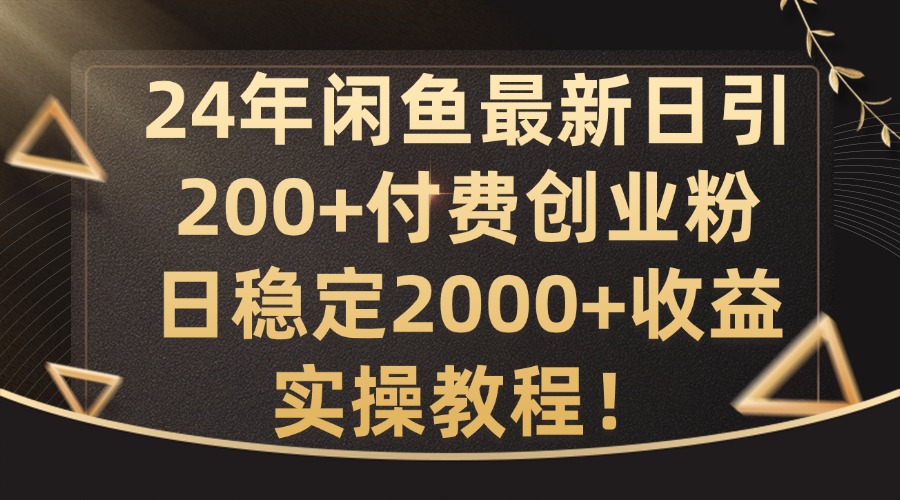 24年闲鱼最新日引200+付费创业粉日稳2000+收益，实操教程【揭秘】-天使资源网