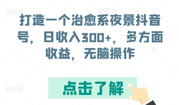 打造一个治愈系夜景抖音号，日收入300+，多方面收益，无脑操作【揭秘】-天使资源网