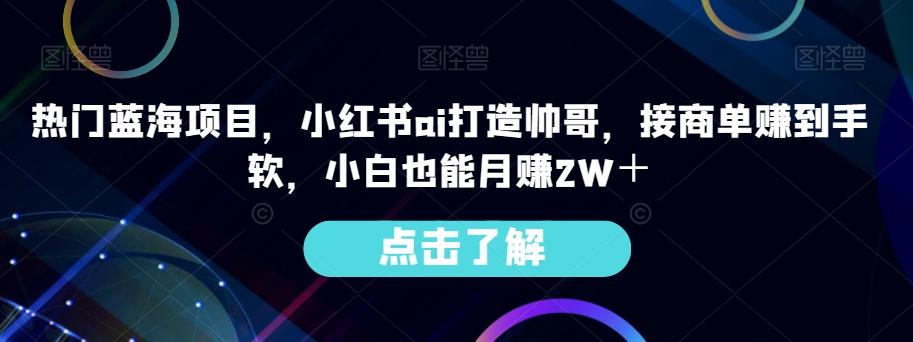 热门蓝海项目，小红书ai打造帅哥，接商单赚到手软，小白也能月赚2W＋-天使资源网
