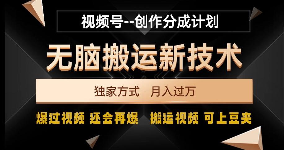 视频号无脑搬运新技术，破原创壕流量，独家方式，爆过视频，还会再爆【揭秘】-天使资源网