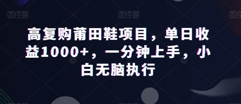 高复购莆田鞋项目，单日收益1000+，一分钟上手，小白无脑执行-天使资源网