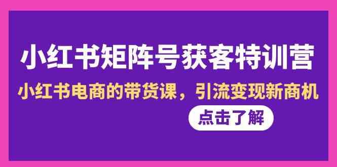 小红书矩阵号获客特训营-第10期，小红书电商的带货课，引流变现新商机-天使资源网