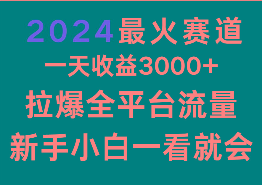 2024最火赛道，一天收一3000+.拉爆全平台流量，新手小白一看就会-天使资源网