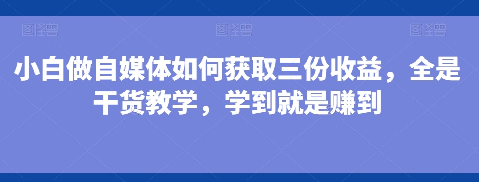 小白做自媒体如何获取三份收益，全是干货教学，学到就是赚到-天使资源网