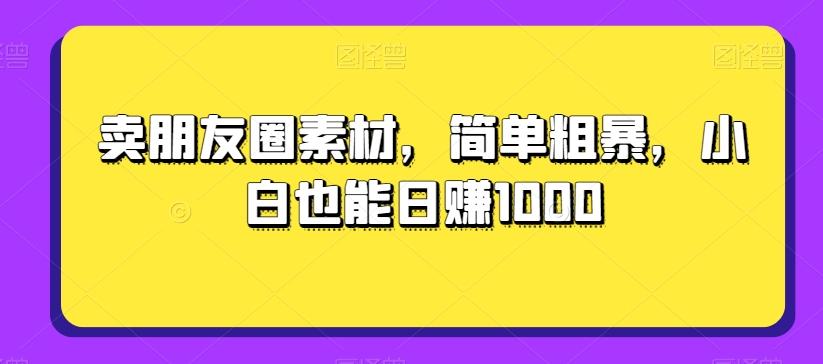 卖朋友圈素材，简单粗暴，小白也能日赚1000-天使资源网