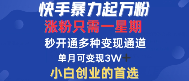 快手暴力起万粉，涨粉只需一星期，多种变现模式，直接秒开万合，单月变现过W【揭秘】-天使资源网