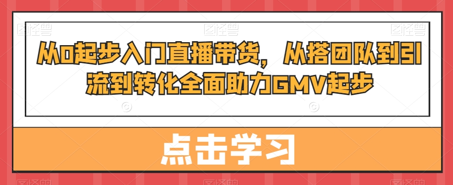 从0起步入门直播带货，​从搭团队到引流到转化全面助力GMV起步-天使资源网