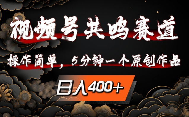 视频号共鸣赛道，操作简单，5分钟1个原创作品，日入几张【揭秘】-天使资源网