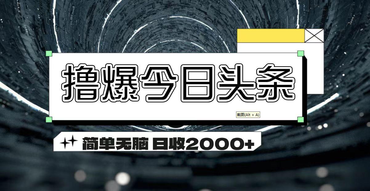 撸爆今日头条 简单无脑操作 日收2000+-天使资源网