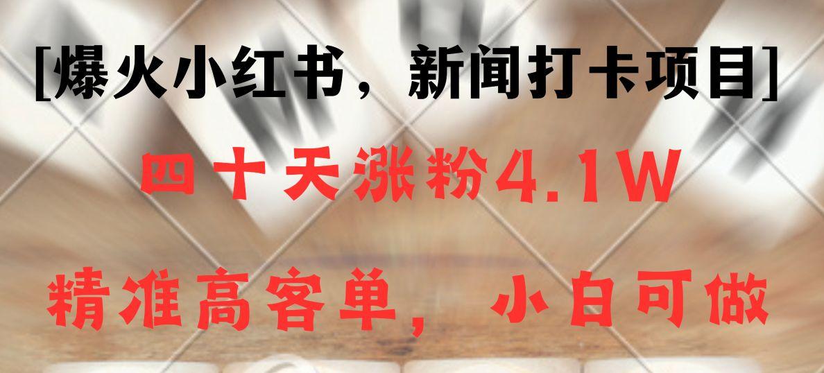 新闻打卡项目，小红书40天涨粉4.1w，高客单精准粉，变现能力超强-天使资源网