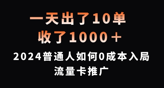 一天出了10单，收了1000+，2024普通人如何0成本入局流量卡推广【揭秘】-天使资源网
