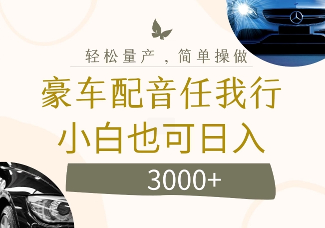 不为人知的暴力小项目，豪车配音，日入几张【揭秘】-天使资源网