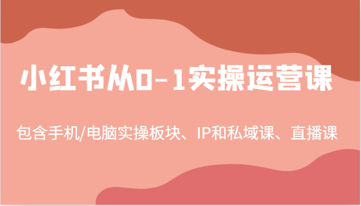 小红书从0-1实操运营课，包含手机/电脑实操板块、IP和私域课、直播课(97节)-天使资源网